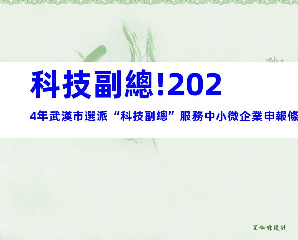 科技副總!2024年武漢市選派“科技副總”服務中小微企業申報條件、選派程序